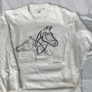 Barbour Ivory Sweater with Horse Embroidery